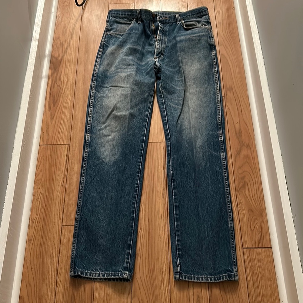 Rustler, men’s, regular fit jeans, 36 waist, 34 inseam, colors, distressed blue